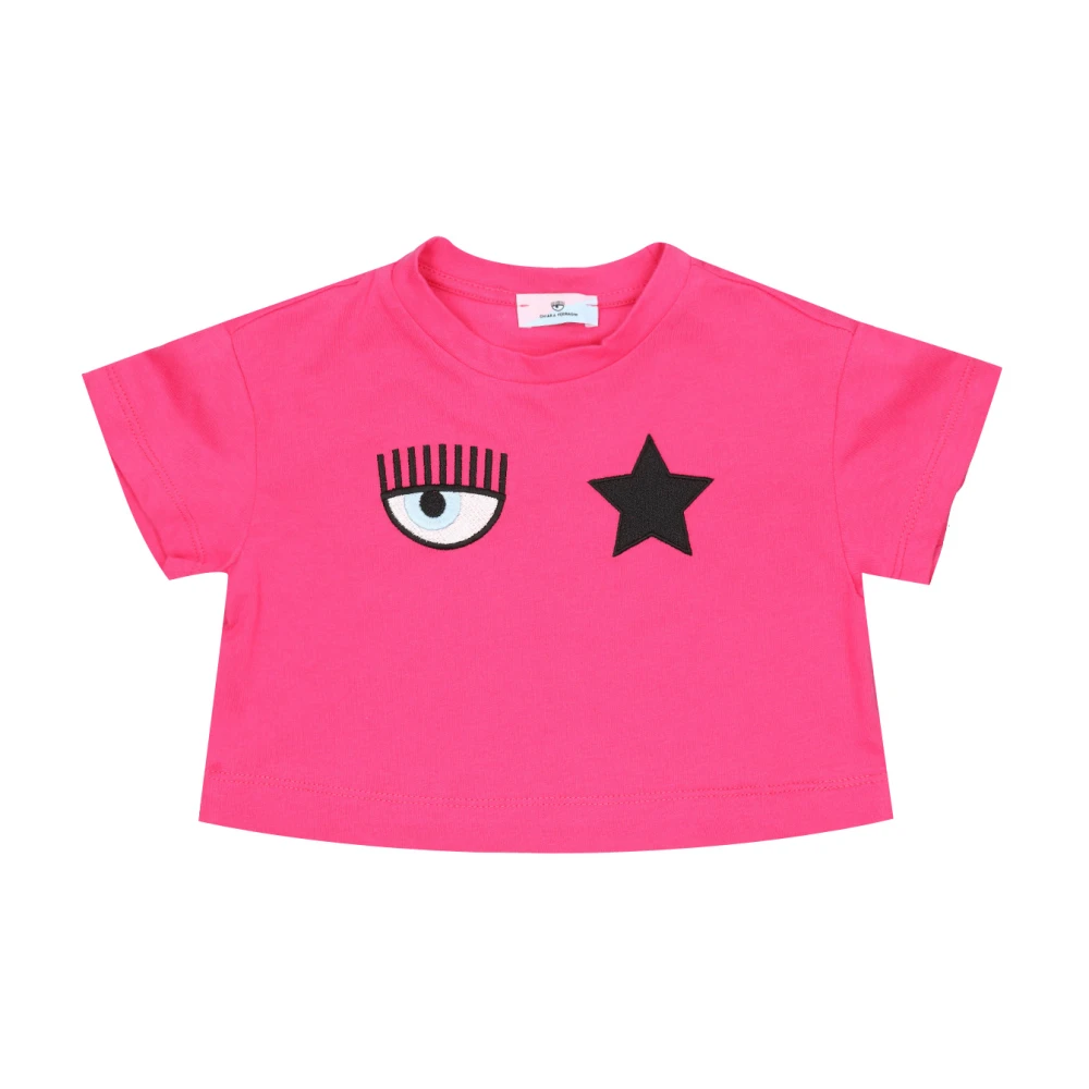 Chiara Ferragni Collection Fuchsia Barn Crop Top med Eye Star Logo Pink, Flicka