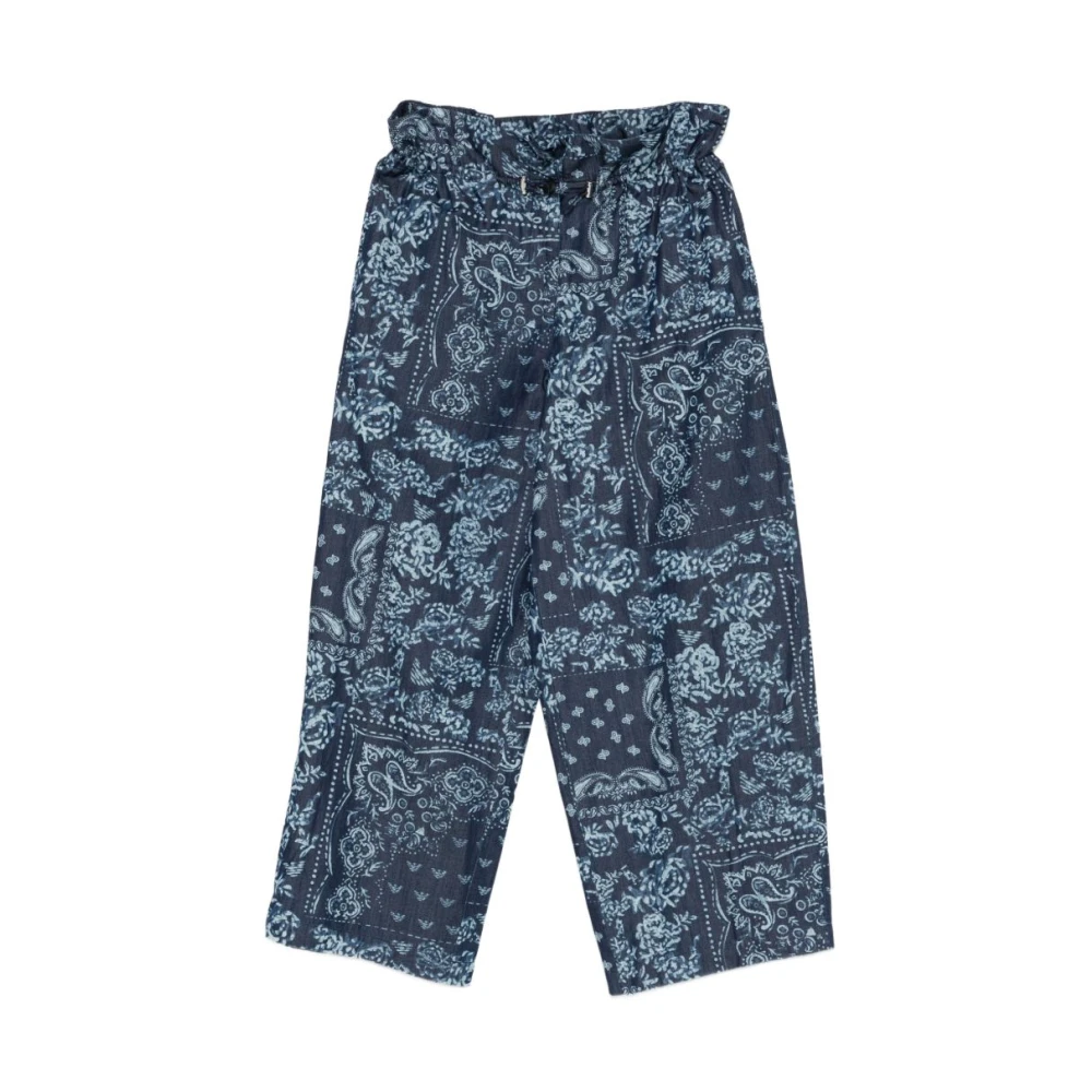 Emporio Armani Women's Blue Paisley Print Trousers - Wide Jeans - M - Jeans