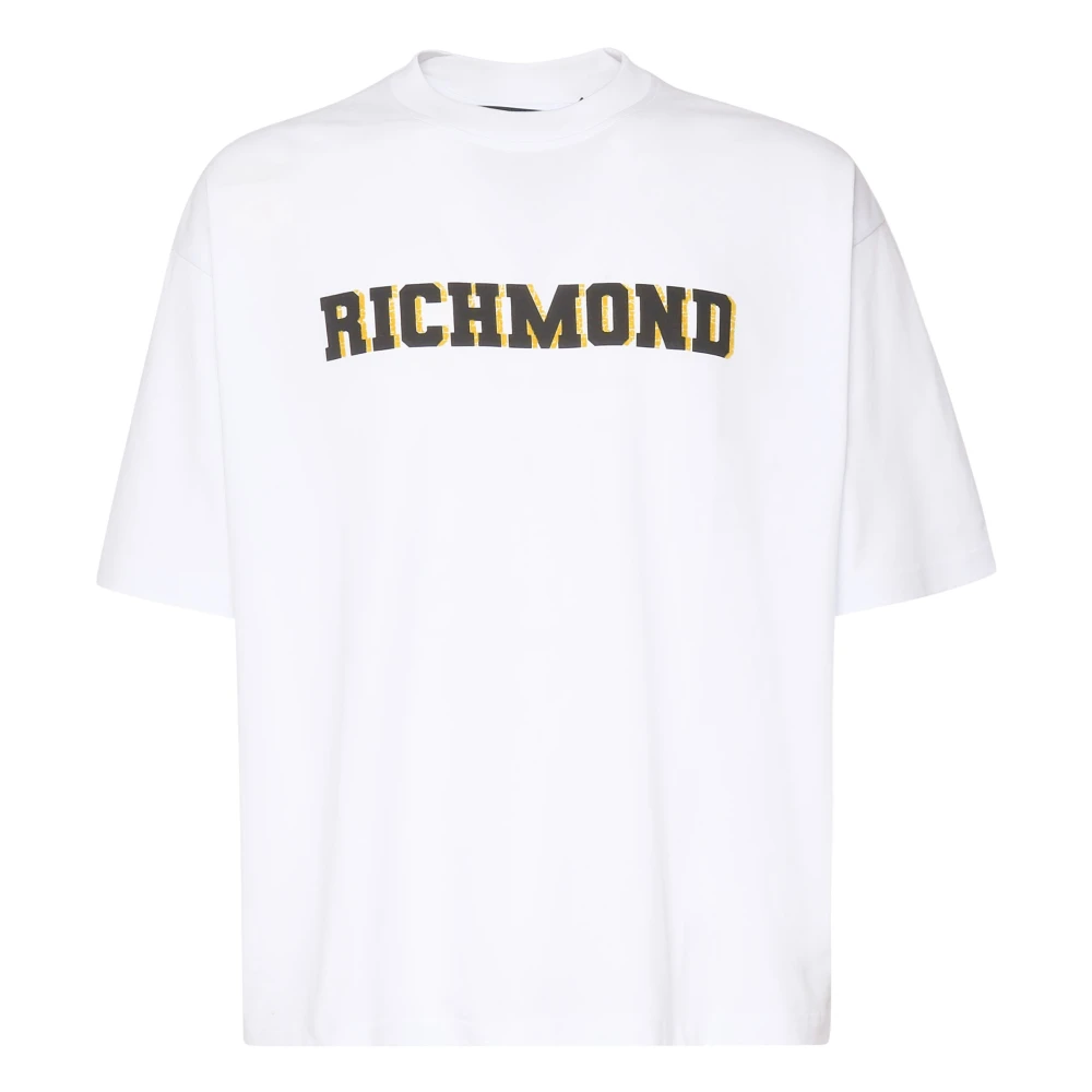 John Richmond Witte Katoenen T-shirt met Logo White Heren