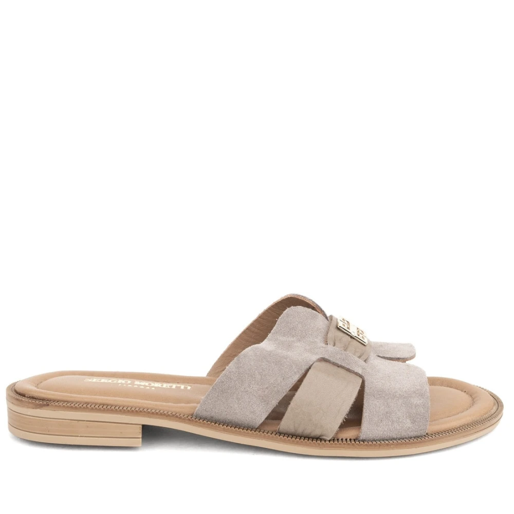 Sergio Moretti Women's Beige Sliders, 8 Uk, Casual Open Slippers