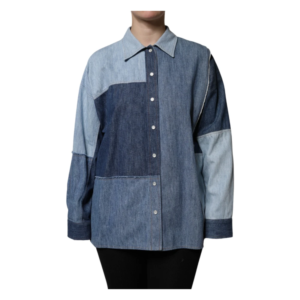 Dolce & Gabbana Blue Button Up Collared Top - Female - Shirts - Xs - Blouses & Shirts