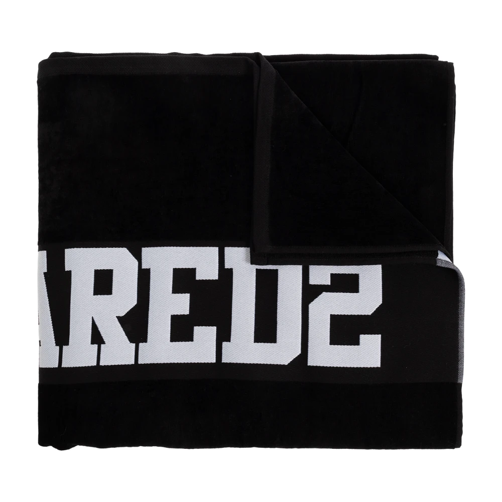 Dsquared2 Beach towel with logo Black Heren