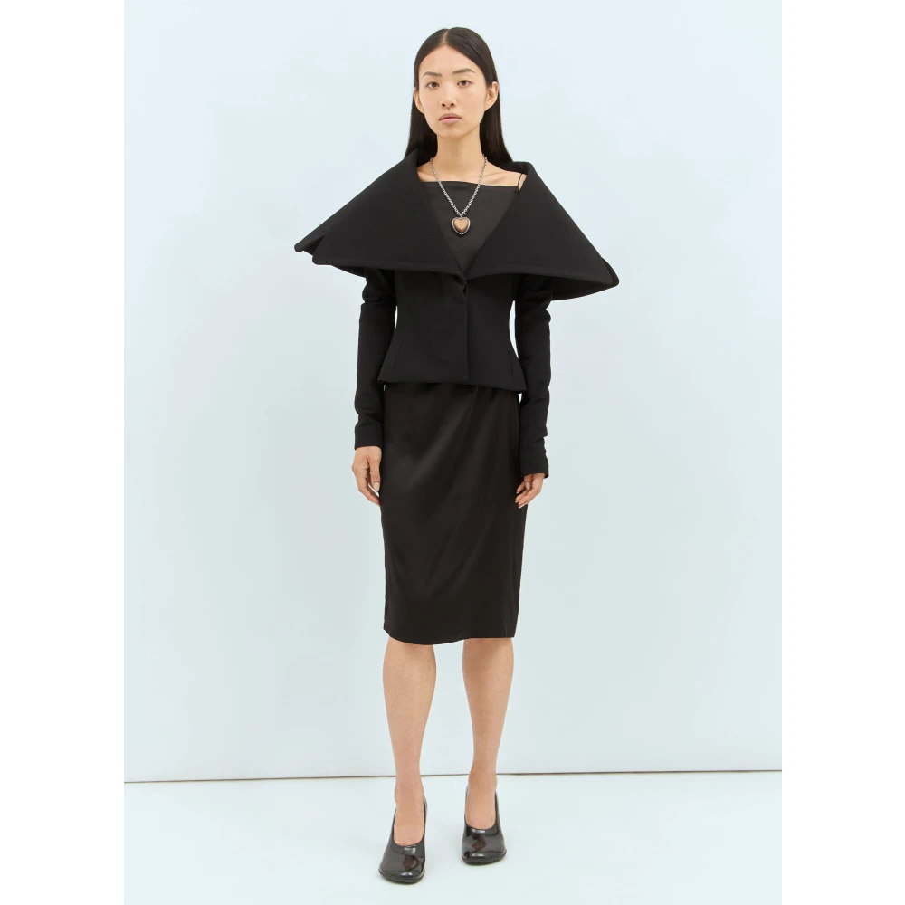 Jacquemus Satin Midi Jurk met Open Zijkanten Black Dames