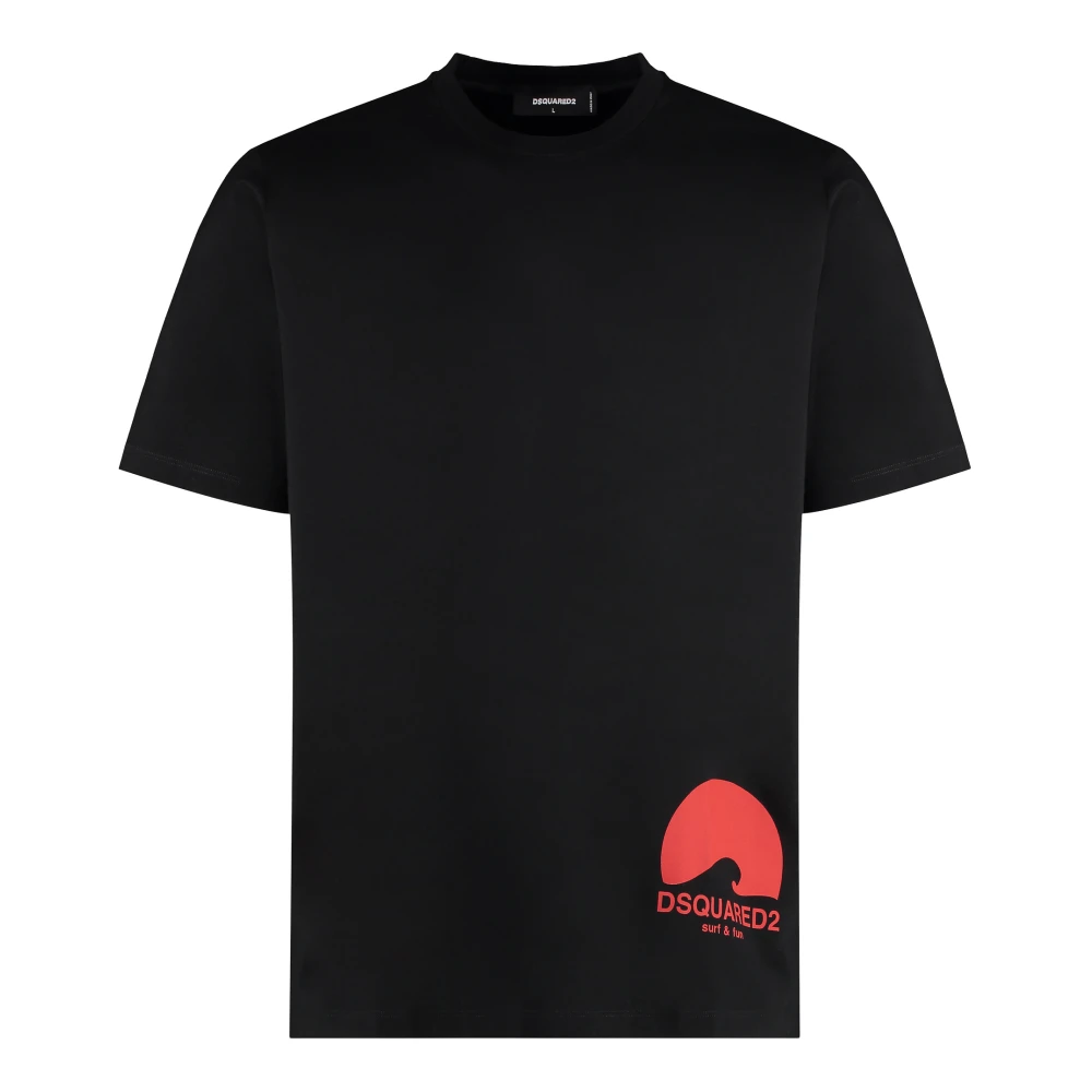 Dsquared2 Geribbelde Katoenen Crew-Neck T-Shirt Black Heren