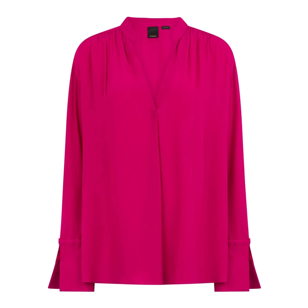 Pinko Fuchsia Långärmad V-ringad Blus Pink, Dam