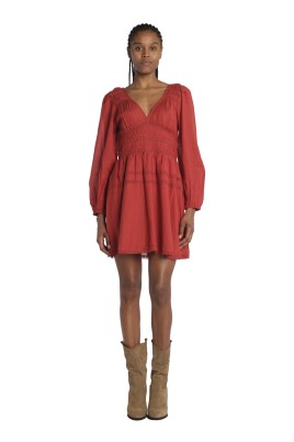 red-voille-pleated-mini-dress