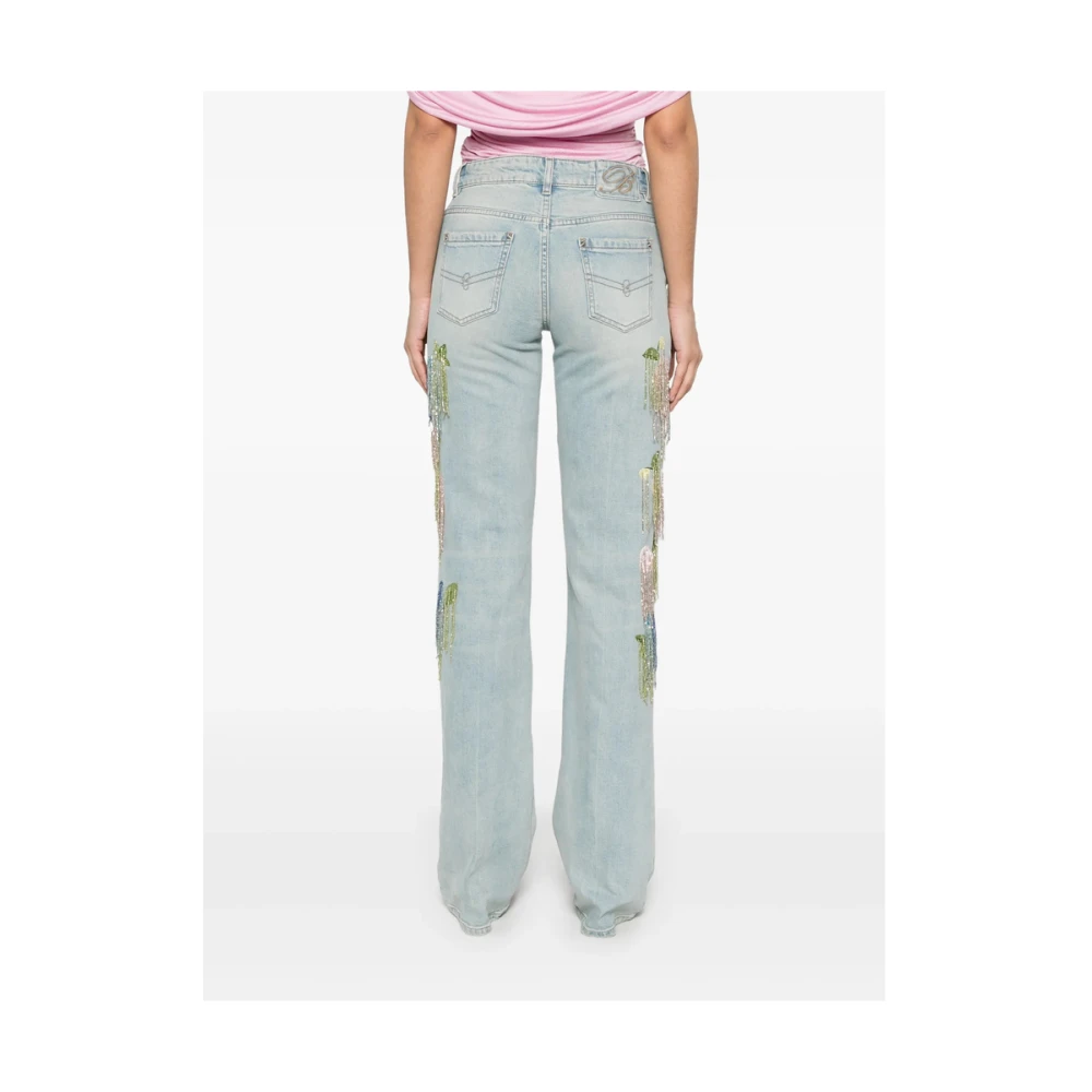 Blumarine Lichtblauwe Bloemrijke Geborduurde Jeans Blue Dames