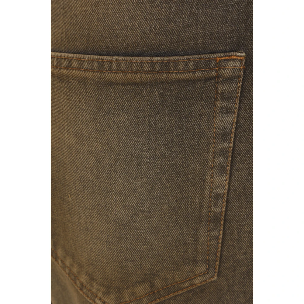 MM6 Maison Margiela Bruine Cropped Jeans met Witte Steek Brown Dames