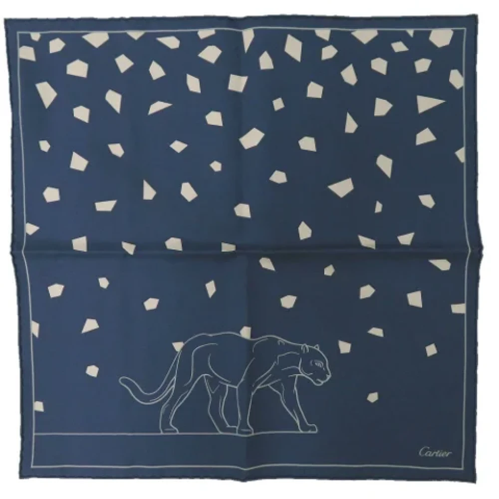 Cartier Vintage Pre-owned Silk scarves Blue Dames
