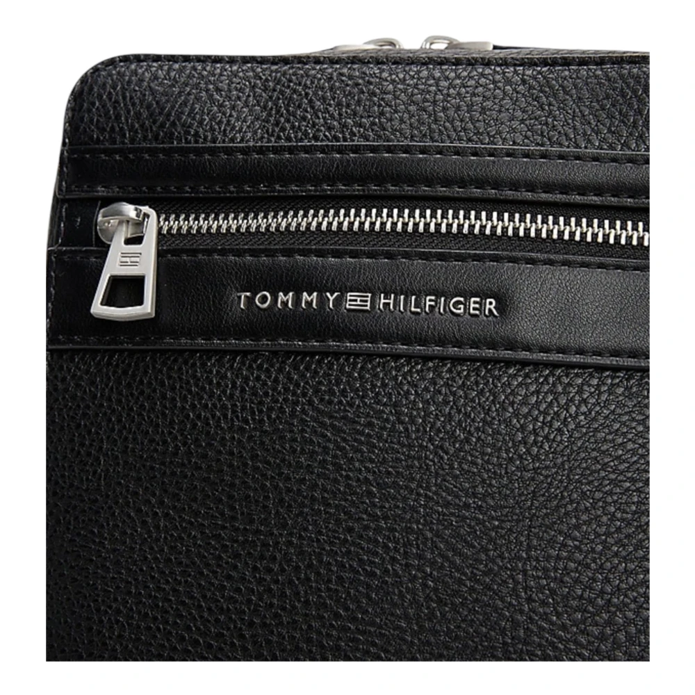 Tommy Hilfiger Zwarte Schoudertas met Ritssluiting Black Heren