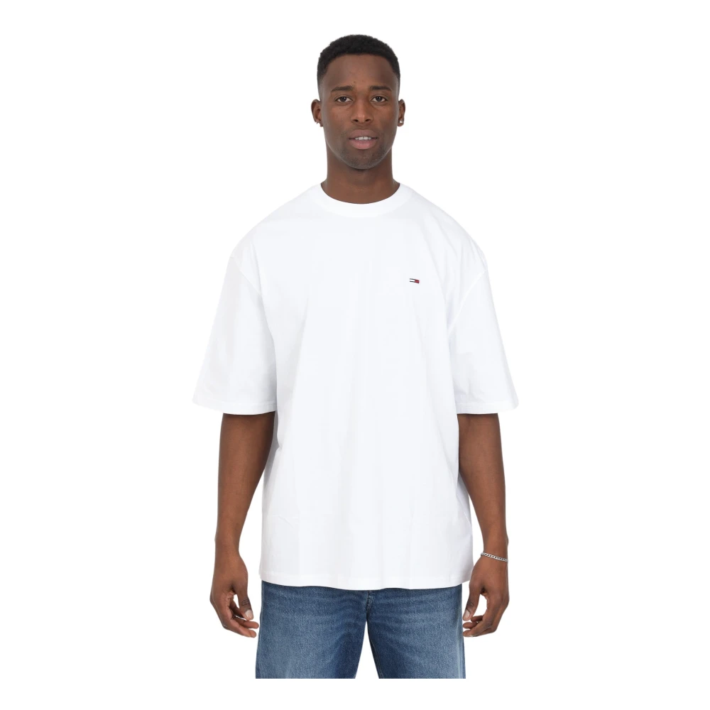 Tommy Jeans T-shirt med minimalistisk stil och broderad logotyp White, Herr