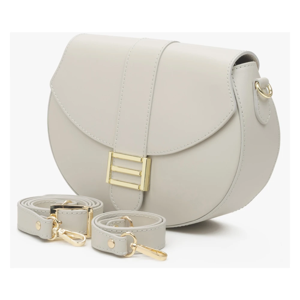 Estro Dames Melkachtig-Beige Handtas gemaakt van Echt Italiaans Leer Premium Er00115414 Beige Dames