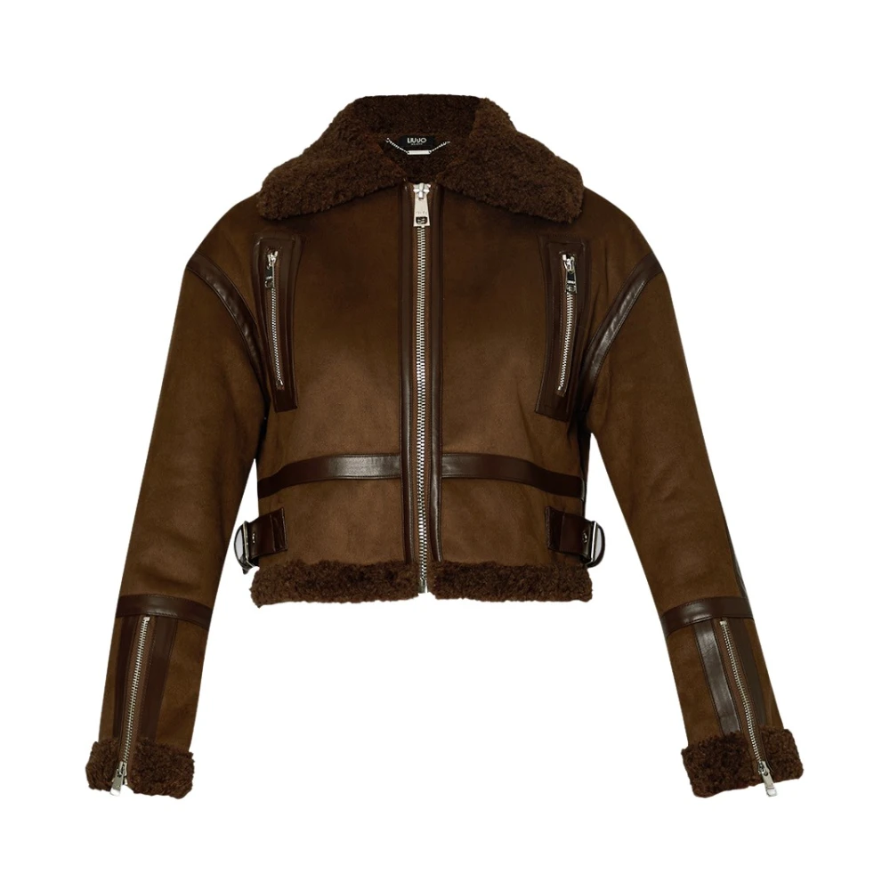 Liu Jo Geknipte jas van gecoat materiaal met overhemdkraag Brown Dames