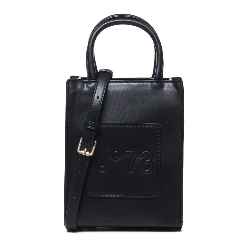 V73 Zwarte Eco-Leren Telefoontas met Verstelbare Band Black Dames