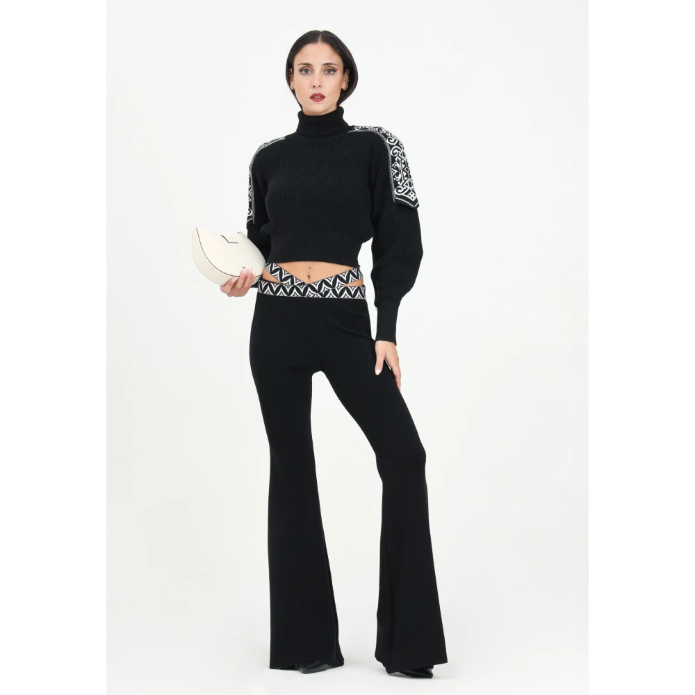 Akep Elegante Zwarte Gebreide Broek Black Dames