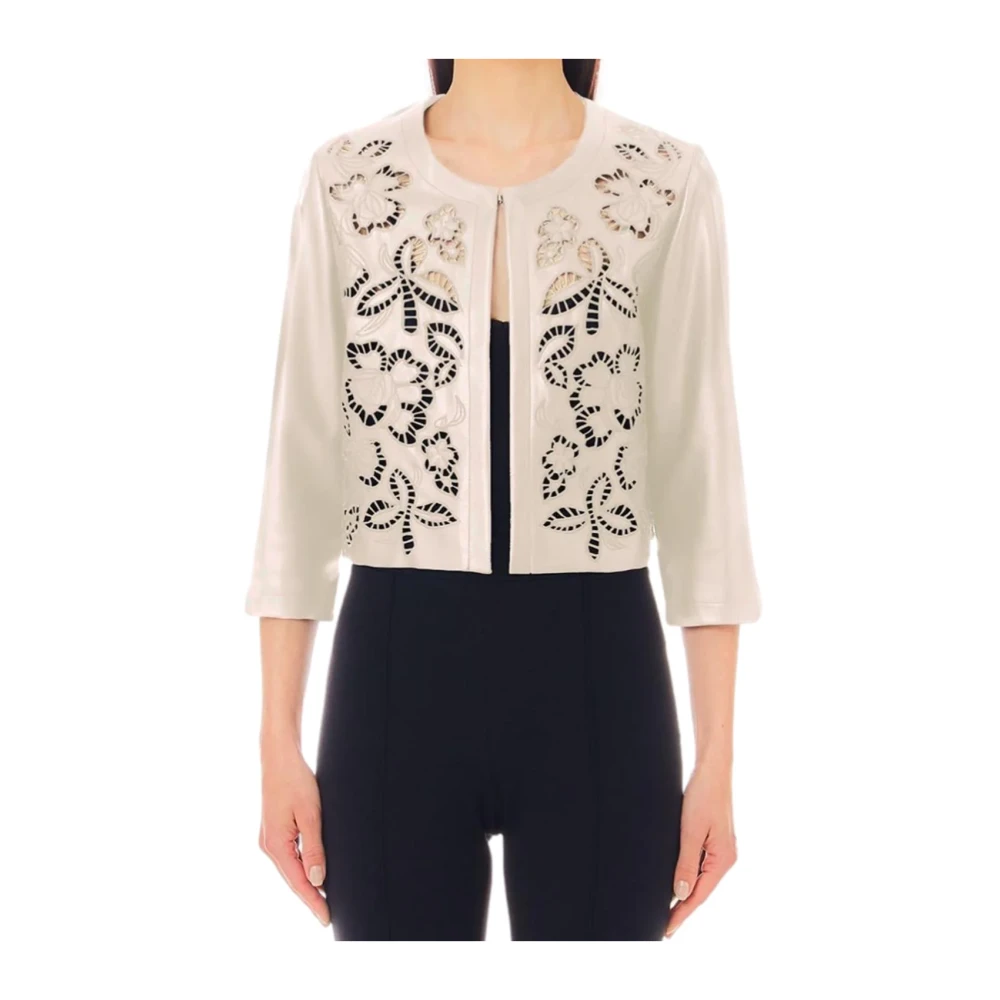Liu Jo Bloemen Doorzichtige Jas Beige Dames