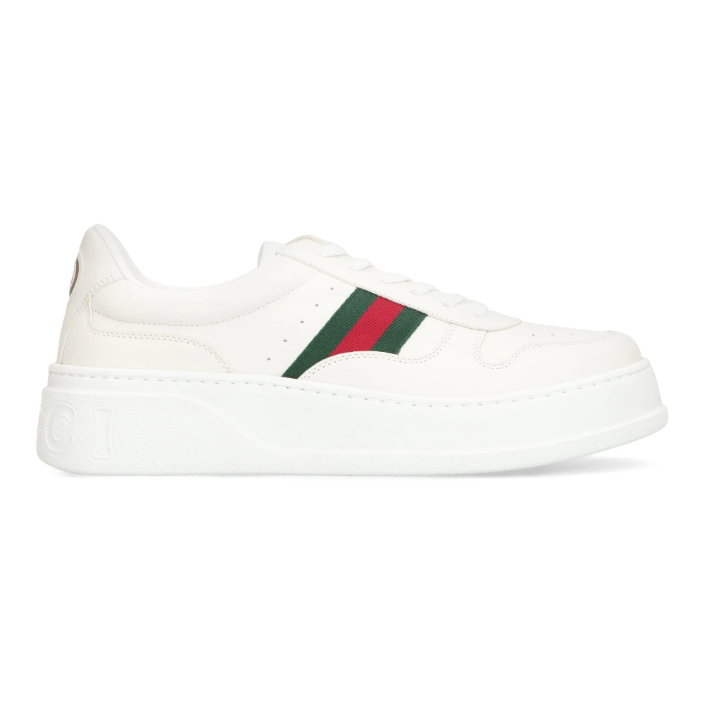 Gucci Men's White Sneakers, 11 Uk, Low-Top Trainers In Leather