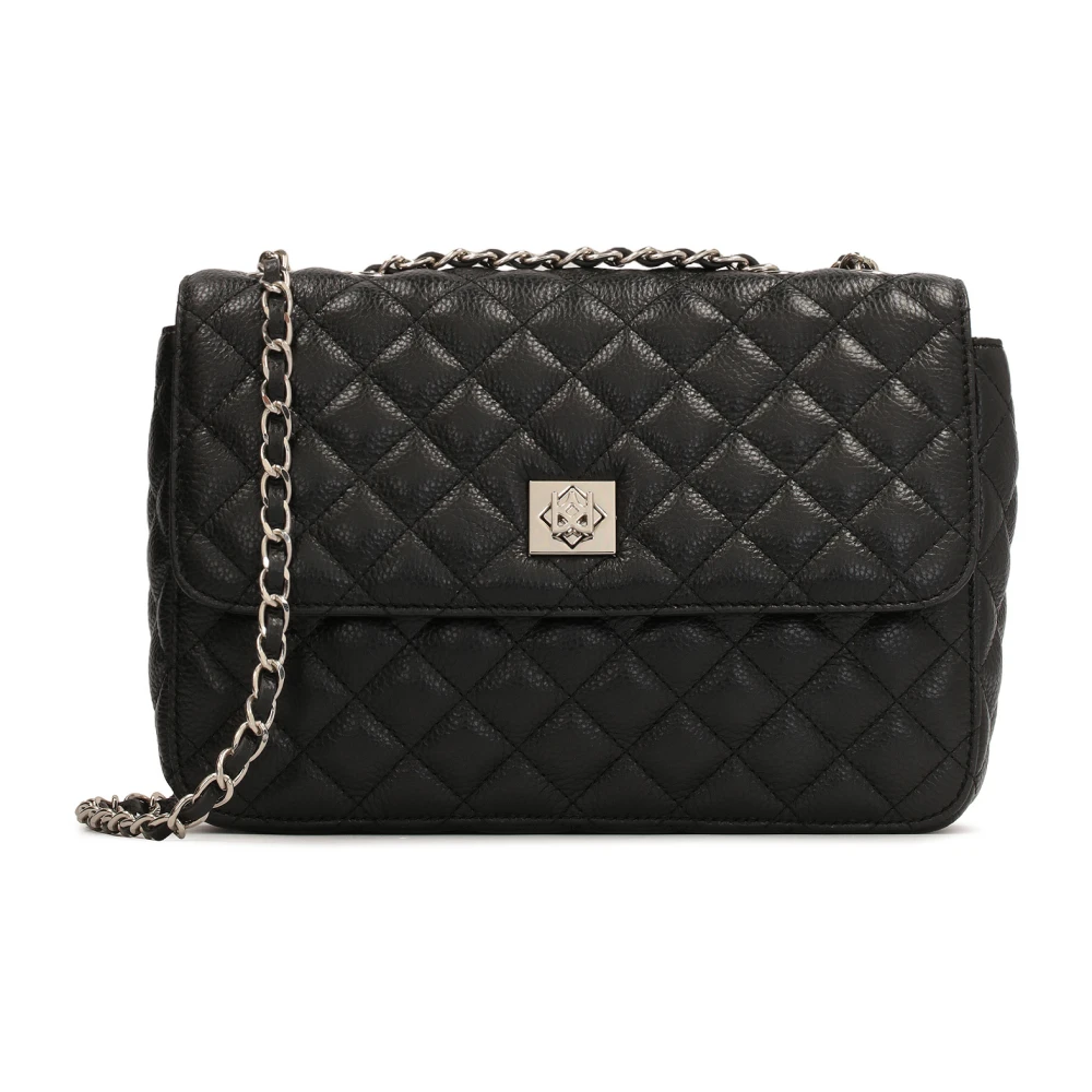 Kazar Gewatteerde tas met een ketting verweven met een leren band Black Dames