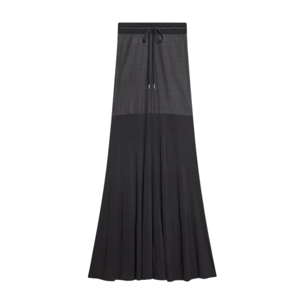 Helmut Lang Doorschijnende Gelaagde Trompet Rok Black Dames