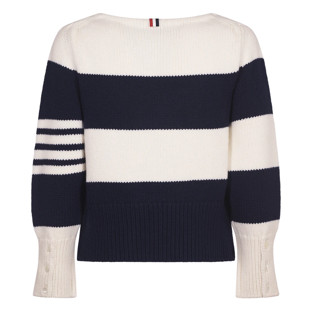 Thom Browne Blauwe Rugby Streep Wollen Trui Blue Heren