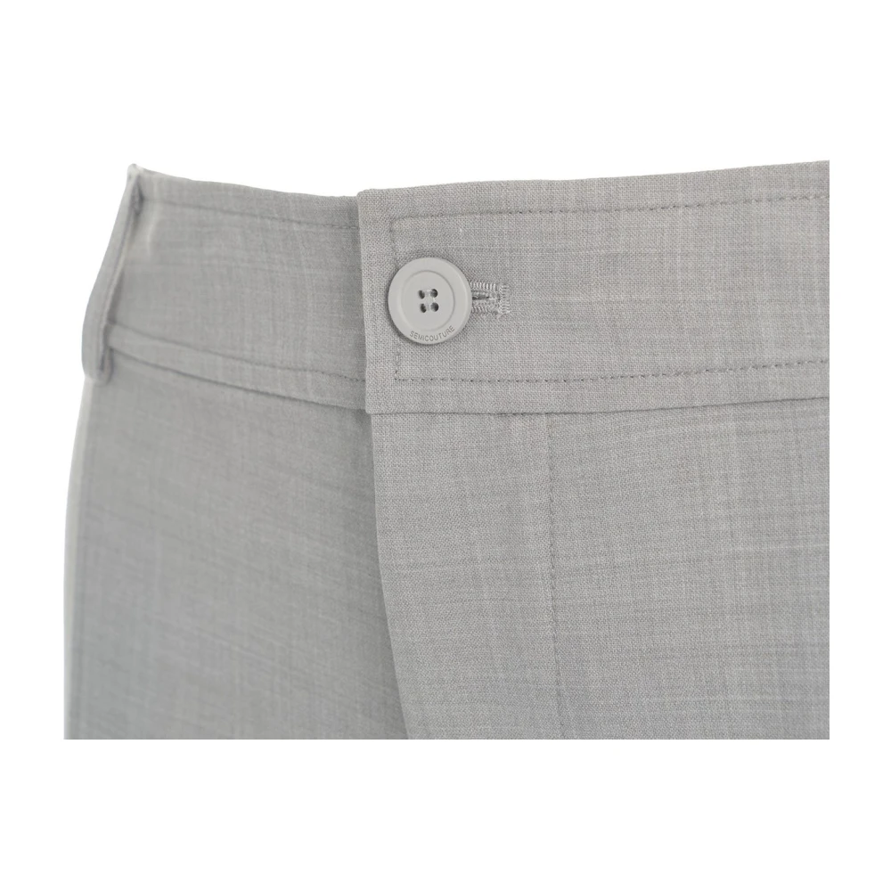 Semicouture Grijze Wijde Pijp Wolmix Broek Gray Dames