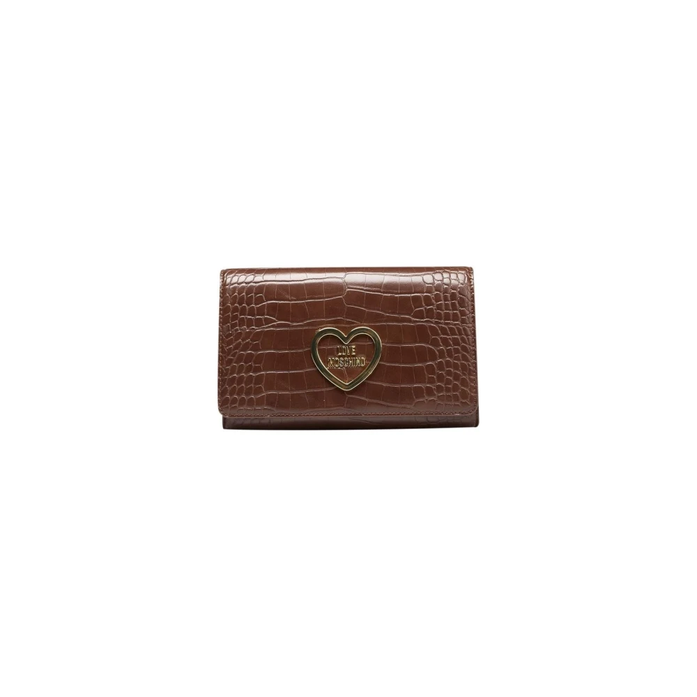 Love Moschino Bruine Polyethyleen Schoudertas met Ketting Brown Dames