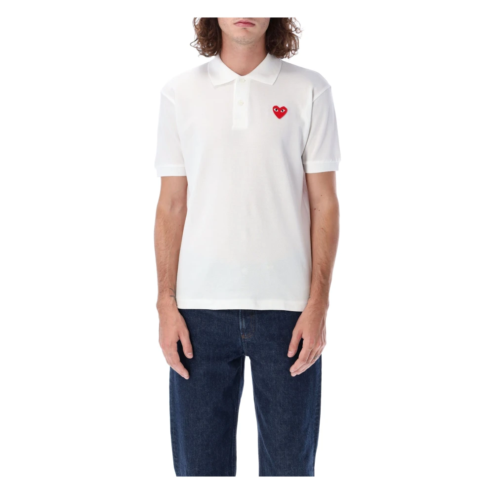 Comme des Garçons Play Iconic Heart Polo White Heren