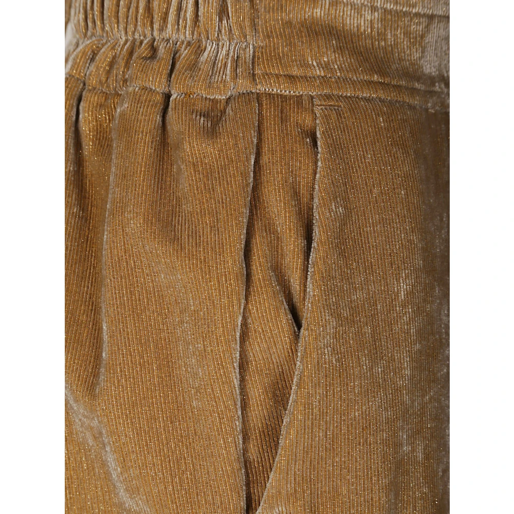 Momoni Fluwelen Lurex Elastische Broek Beige Dames