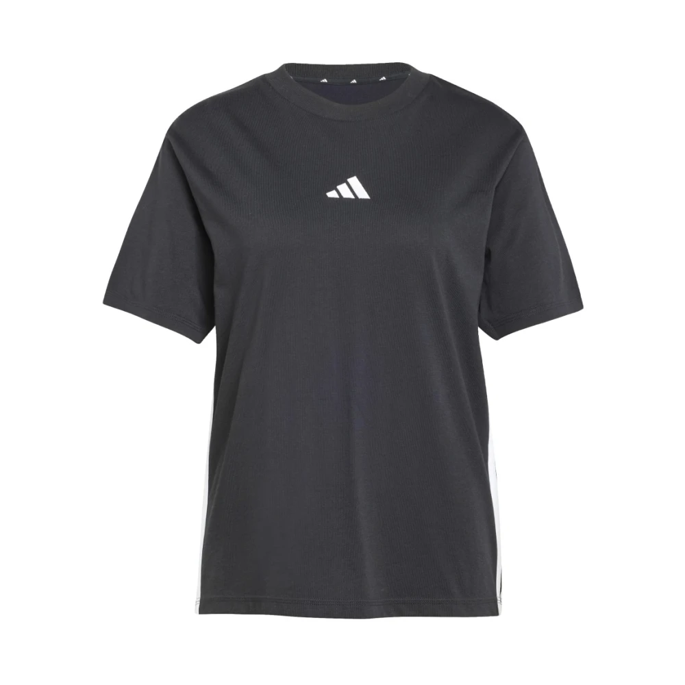 Adidas Performance Donna Nero - Essentials - T-Shirt In Cotone Nera E Bianca Con 3 Strisce - Immagine 3