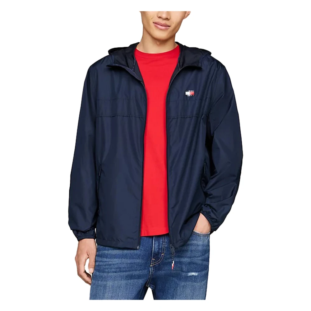 Tommy Hilfiger Blauwe Hooded Ritsjas Mannen Herfst Winter Blue Heren