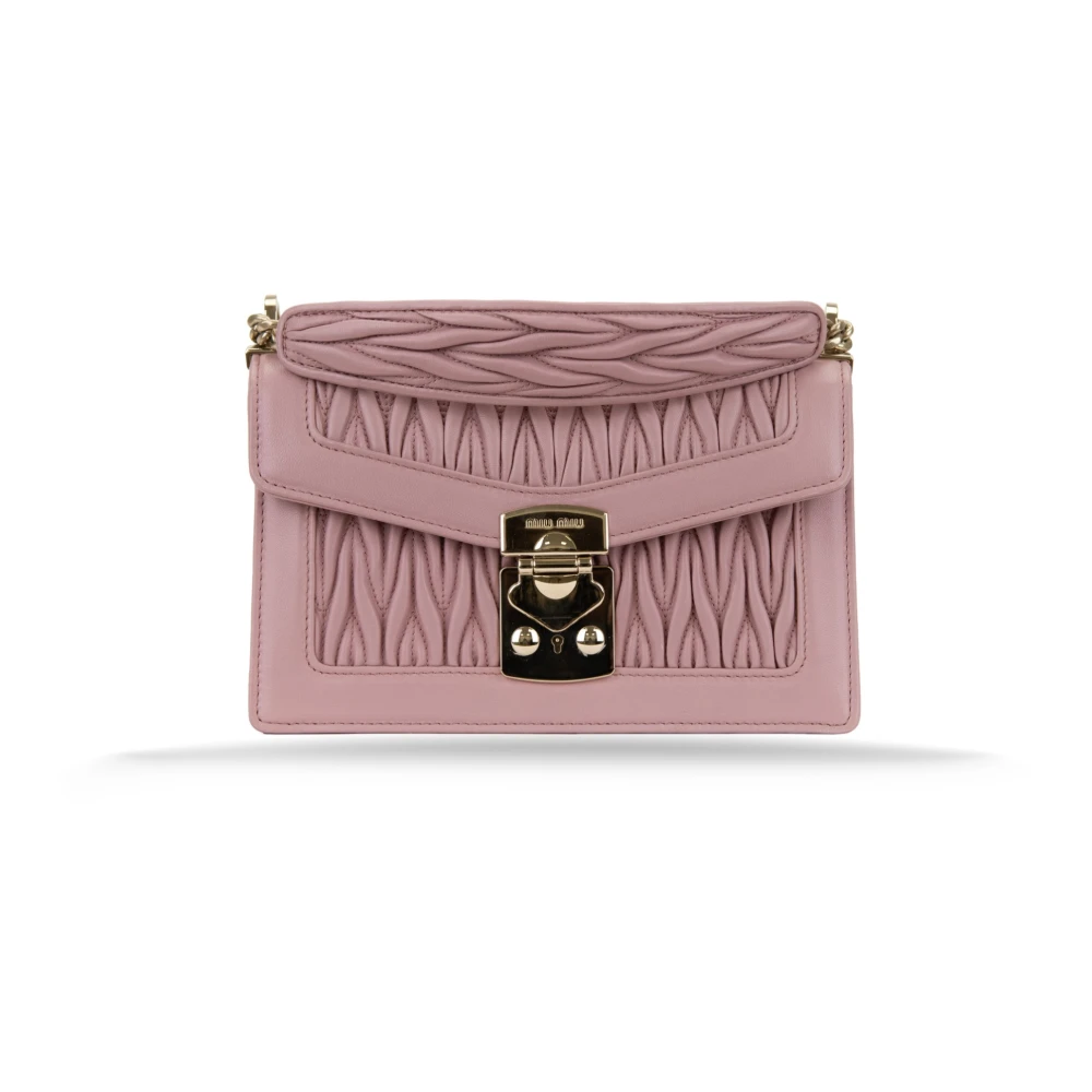 Miu Miu Women's Pink Leather Shoulder Bag With Snap Closure