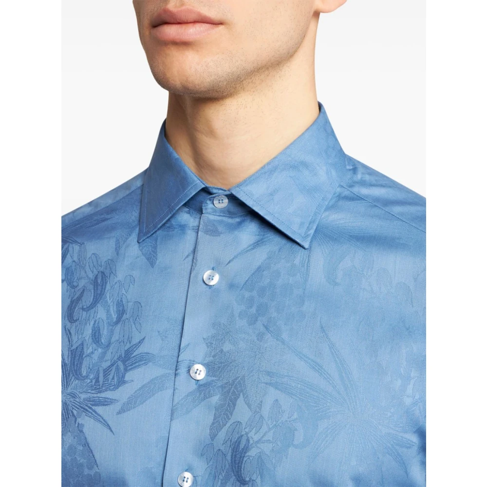 ETRO Blauw Rome Shirt met Amoeben Blue Heren