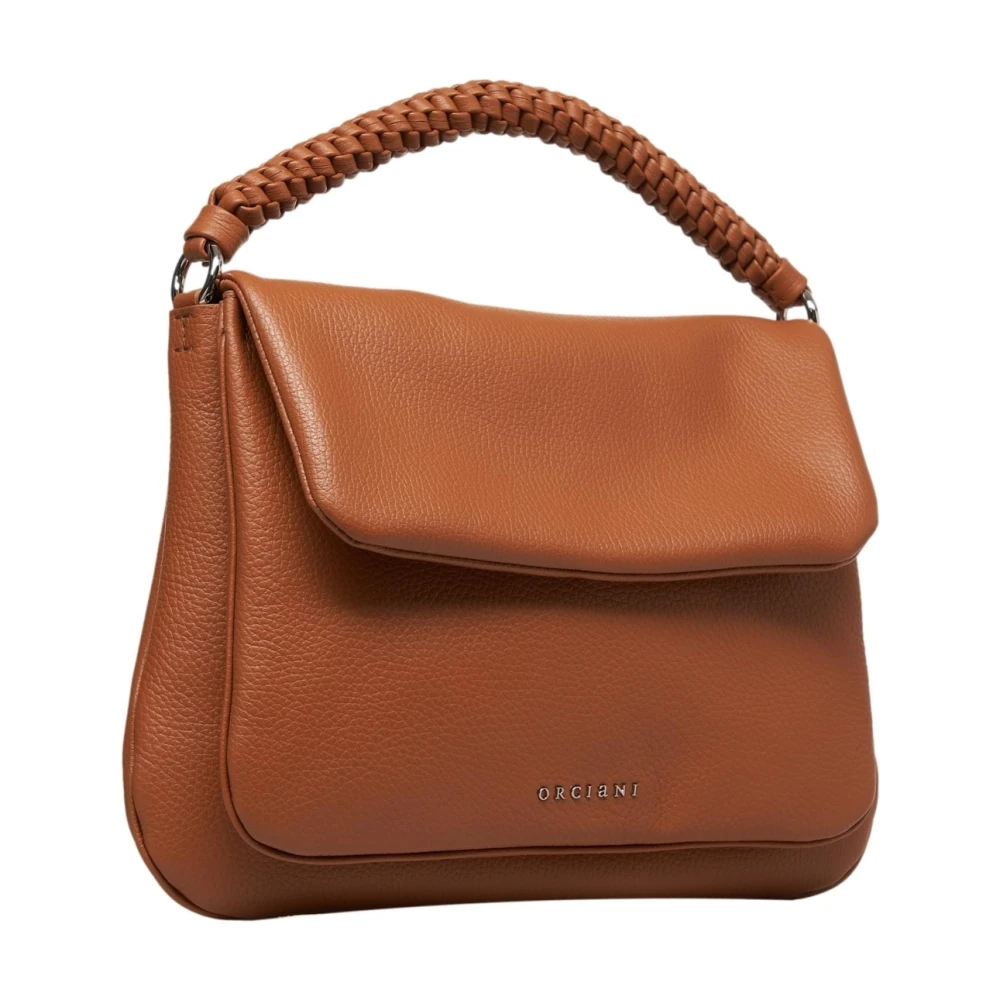 Orciani Bruine Leren Handtas met Chic Logo Brown Dames