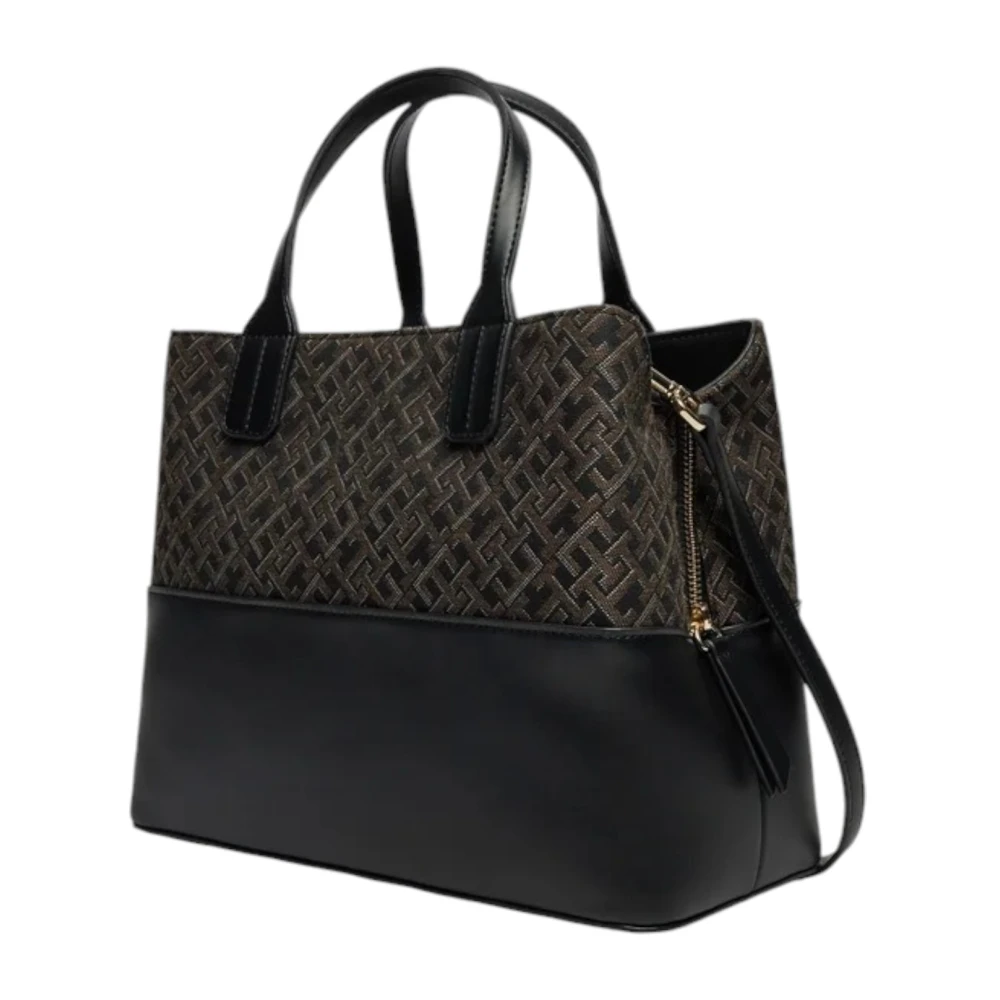 Tommy Hilfiger Jacquard Satchel Herfst Winter Collectie Black Dames