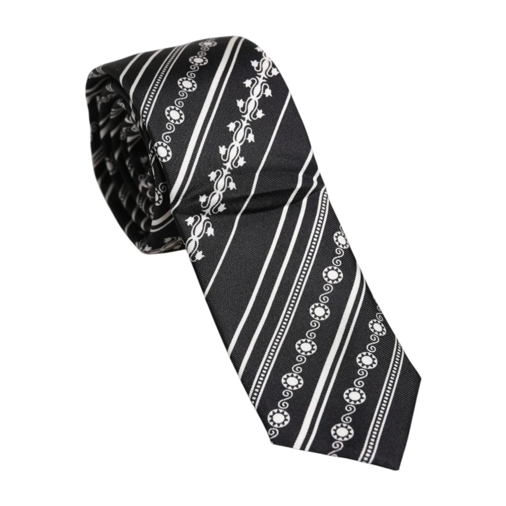 Dolce & Gabbana Men's Black Luxury Silk Striped Necktie - Ties - One Size - Accessories