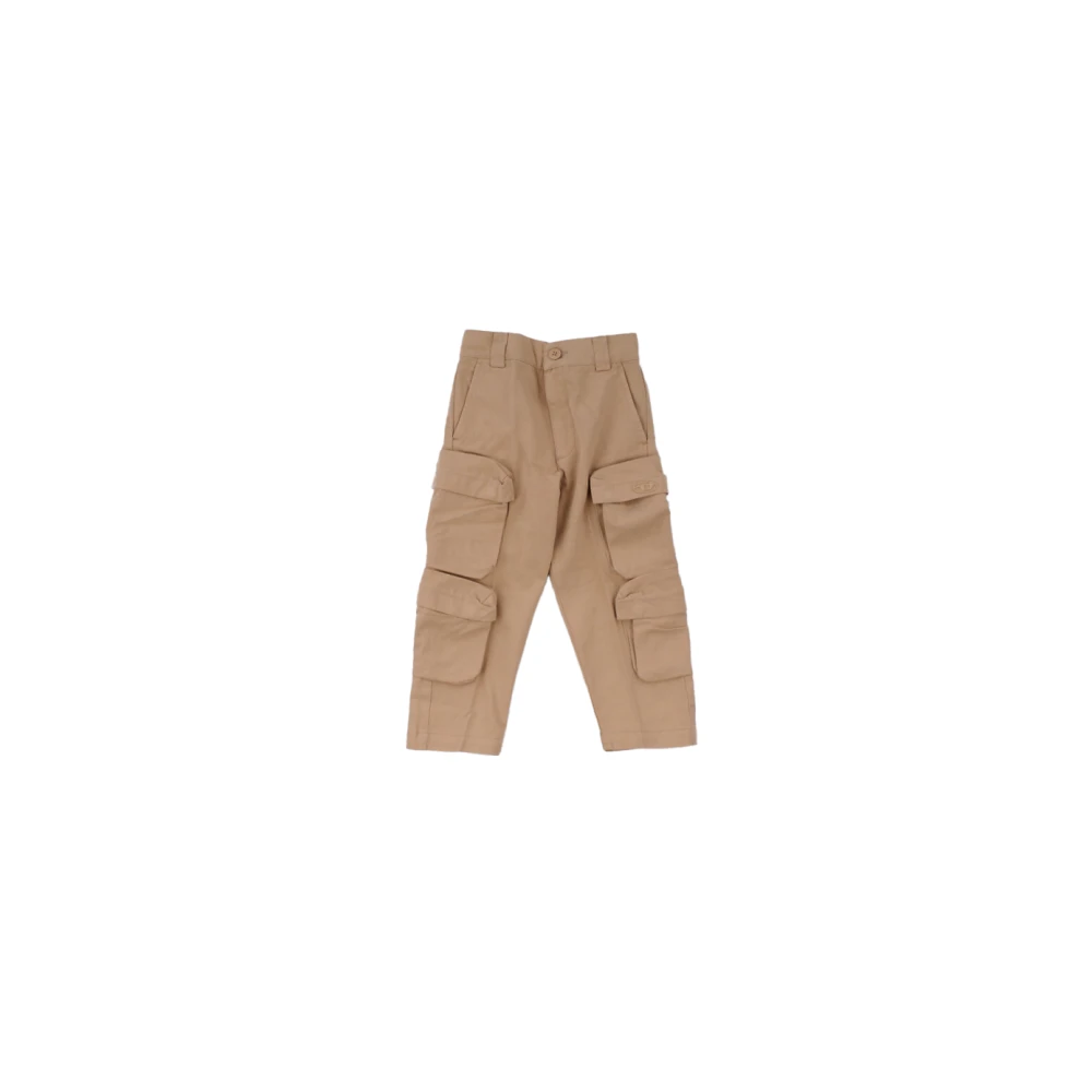 Diesel Beige Barnbyxor Logo Fram Dragkedja Beige, Pojke