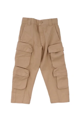 Beige Byxor med Logotyp och Dragkedja Fram