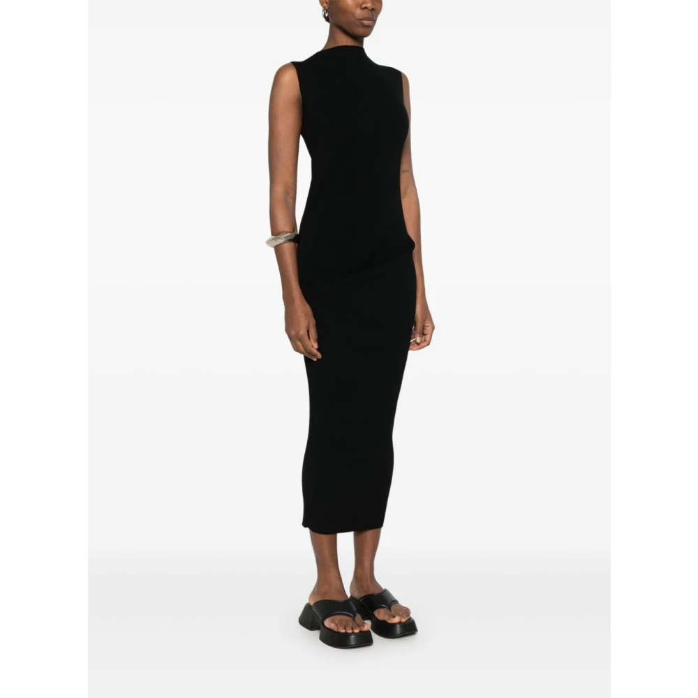 Rick Owens Gebreide Lange Jurk Black Dames