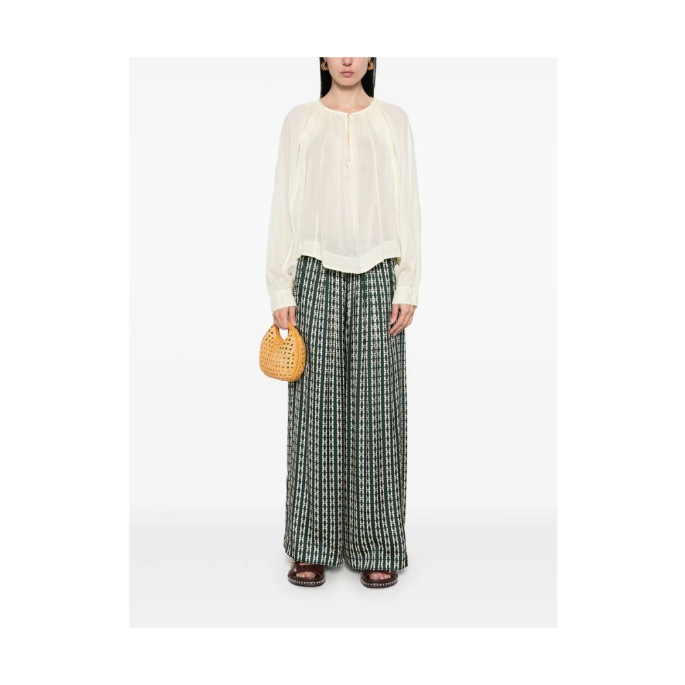 Forte Pastelgele Ronde Hals Lange Mouwen Shirt White Dames
