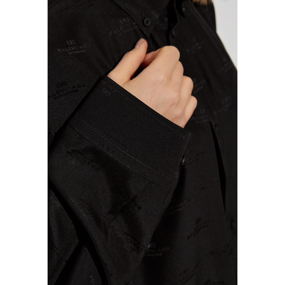 Balenciaga Zijden shirt met zak Black Dames