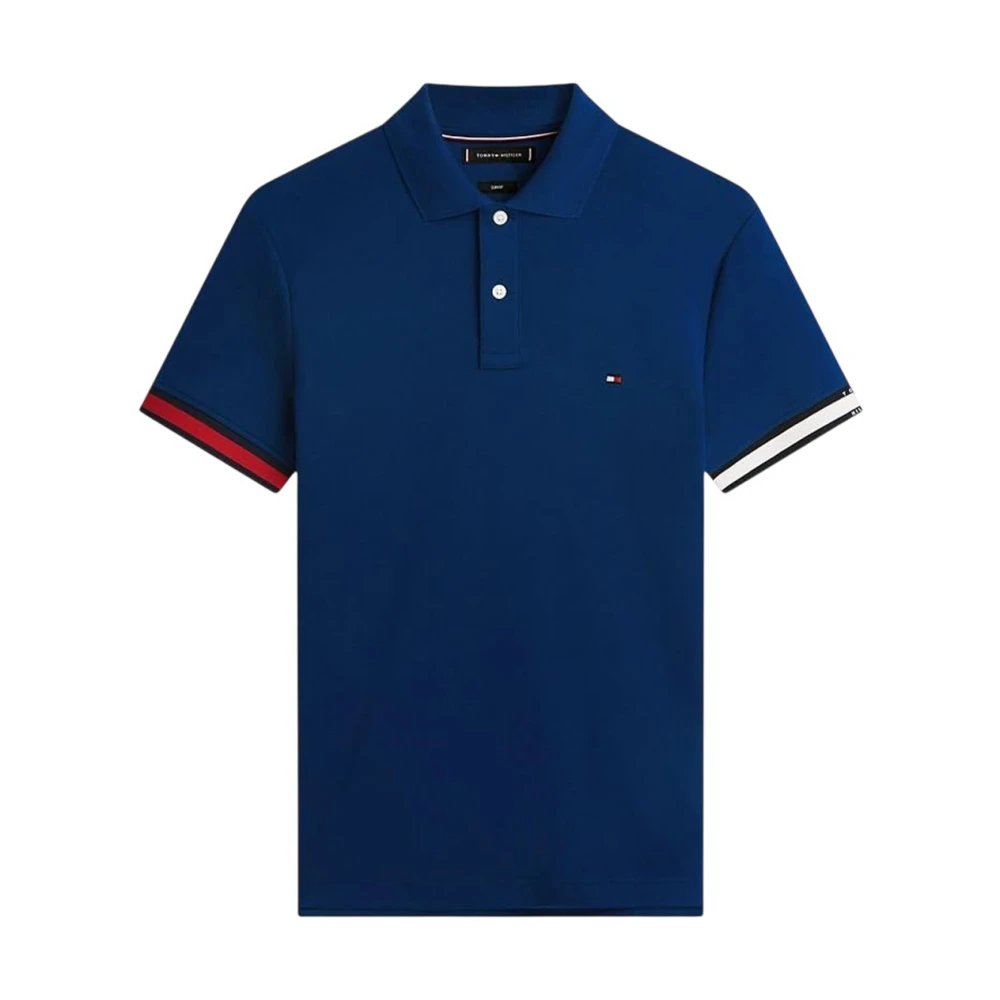 Tommy Hilfiger Men's Blue Slim Fit Smooth Cotton Interlock Polo