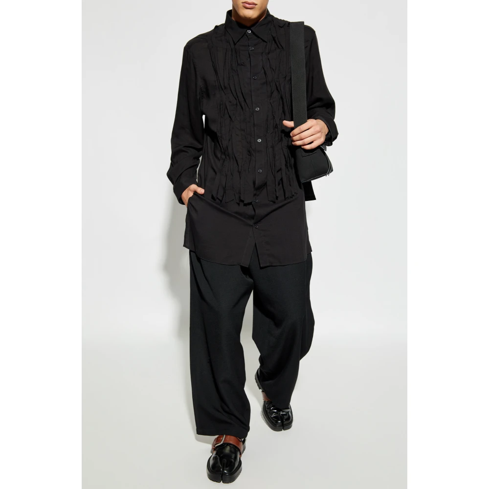 Y-3 Lange geplooide overhemd Black Heren