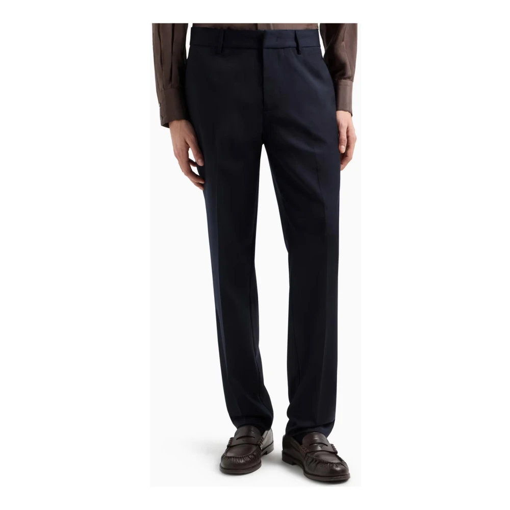 Emporio Armani Chino Style Broek met Logo Plaque Blue Heren