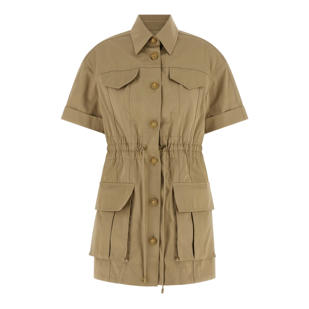 Balmain Women's Green Four Pocket Button Dress - Shirt Dresses - 2XS - Dresses