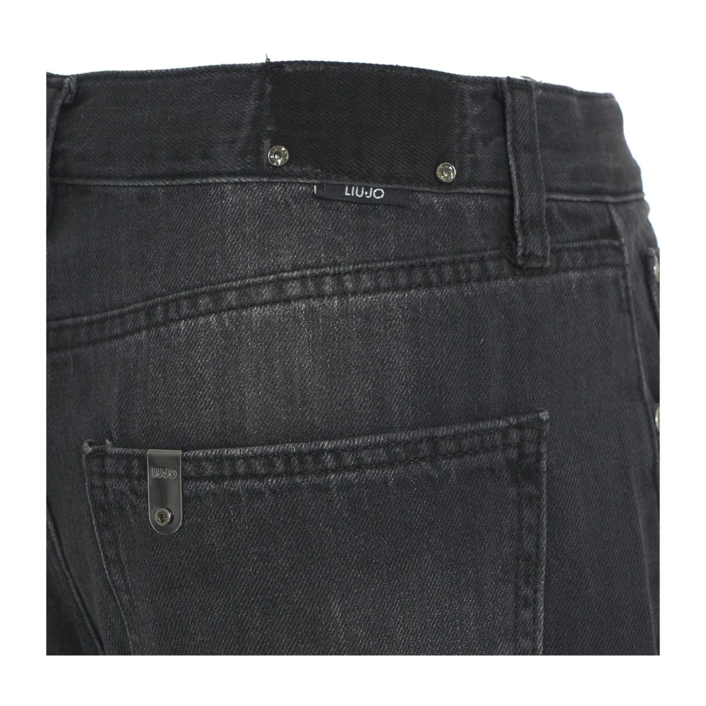 Liu Jo Wijde Jeans met Logodetails Black Dames