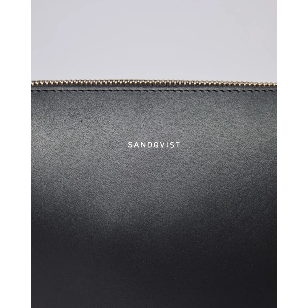Sandqvist Elegante Minimalistische Leren Schoudertas Black Dames