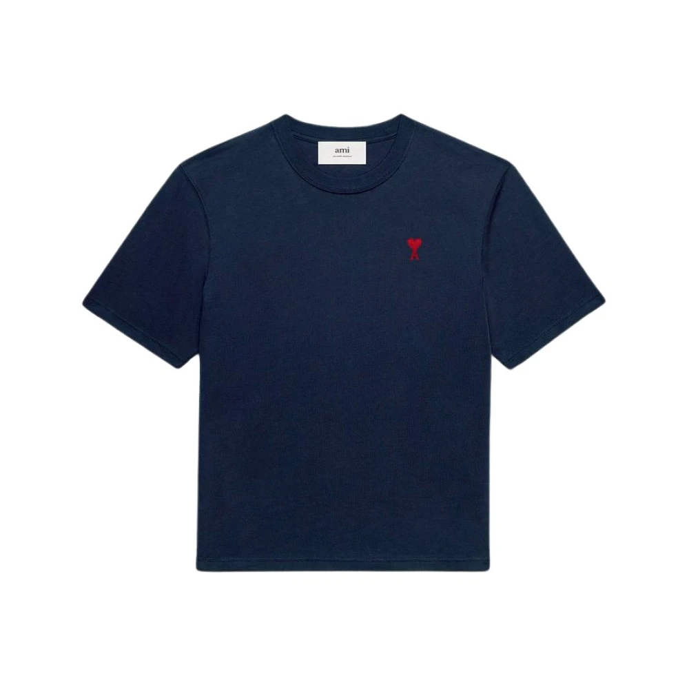 Ami Paris Klassiek Unisex Rood T-shirt Blue Heren