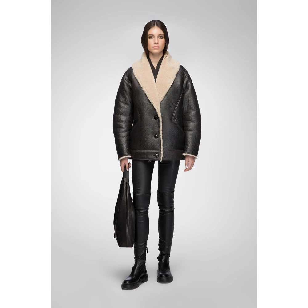 Vespucci by VSP Nila Bruin Beige Shearling Jas Brown Dames