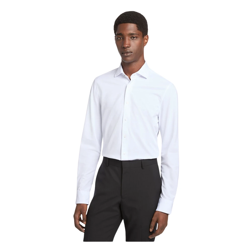 Michael Kors Men's White Slim-Fit Tech Knit Shirt - Formal Shirts - L - Shirts