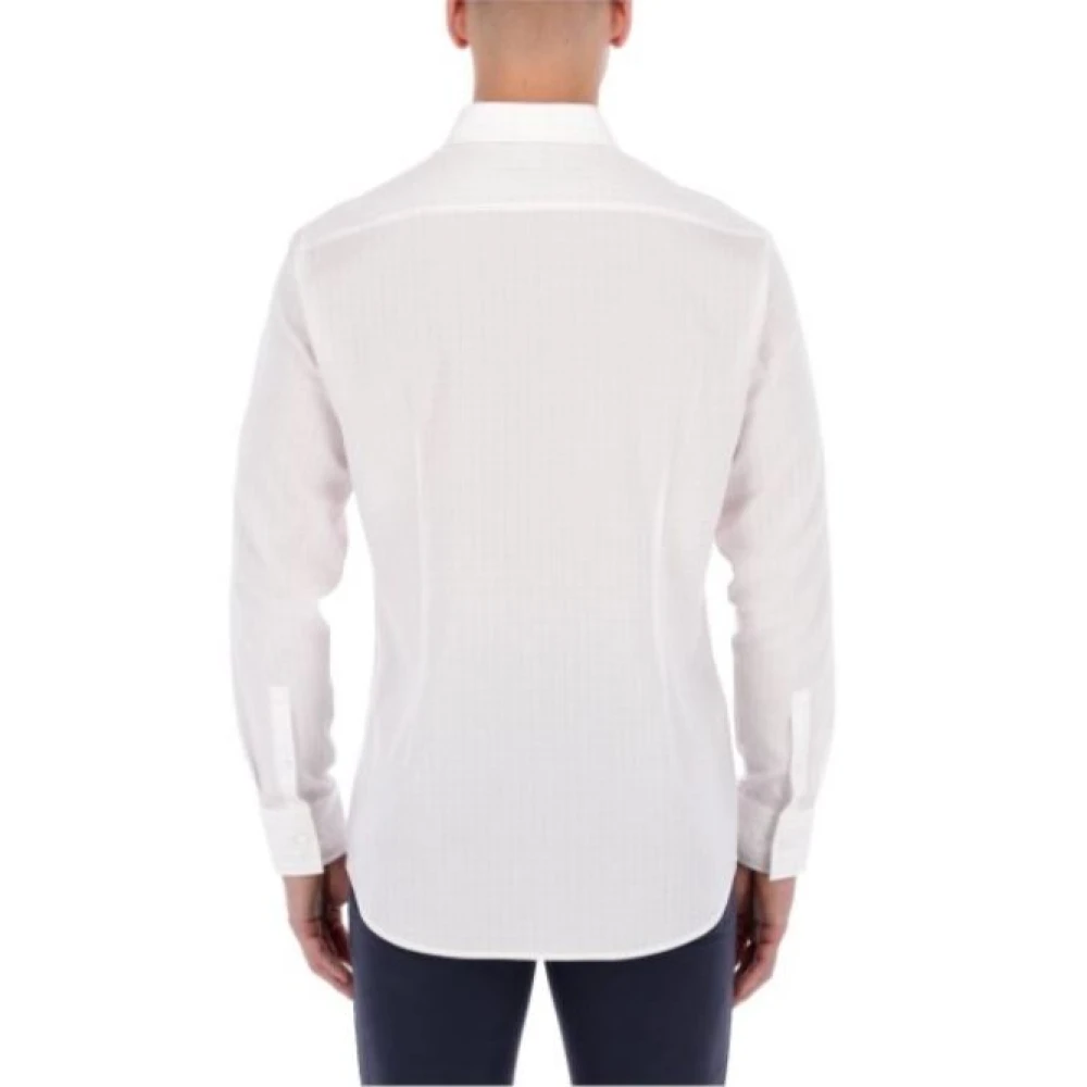 Hugo Boss Witte Slim Fit Overhemd met Geknoopte Manchetten White Heren